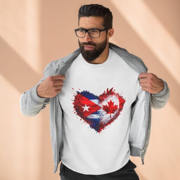 Cuba Canada Heart Crewneck Sweatshirt — Split Flag Love Graphic