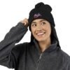 Embroidered Pom-Pom Knit Cap — Retro Cuba Script Beanie