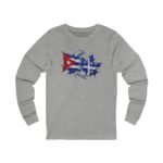 Cuban Flag Wave Long Sleeve Tee — Cuban Quebec Flag Graphic - Image 2