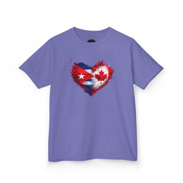 Kids Tee — Heart Flag Design: Cuban & Canadian Pride