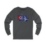 Cuban Flag Wave Long Sleeve Tee — Cuban Quebec Flag Graphic - Image 3