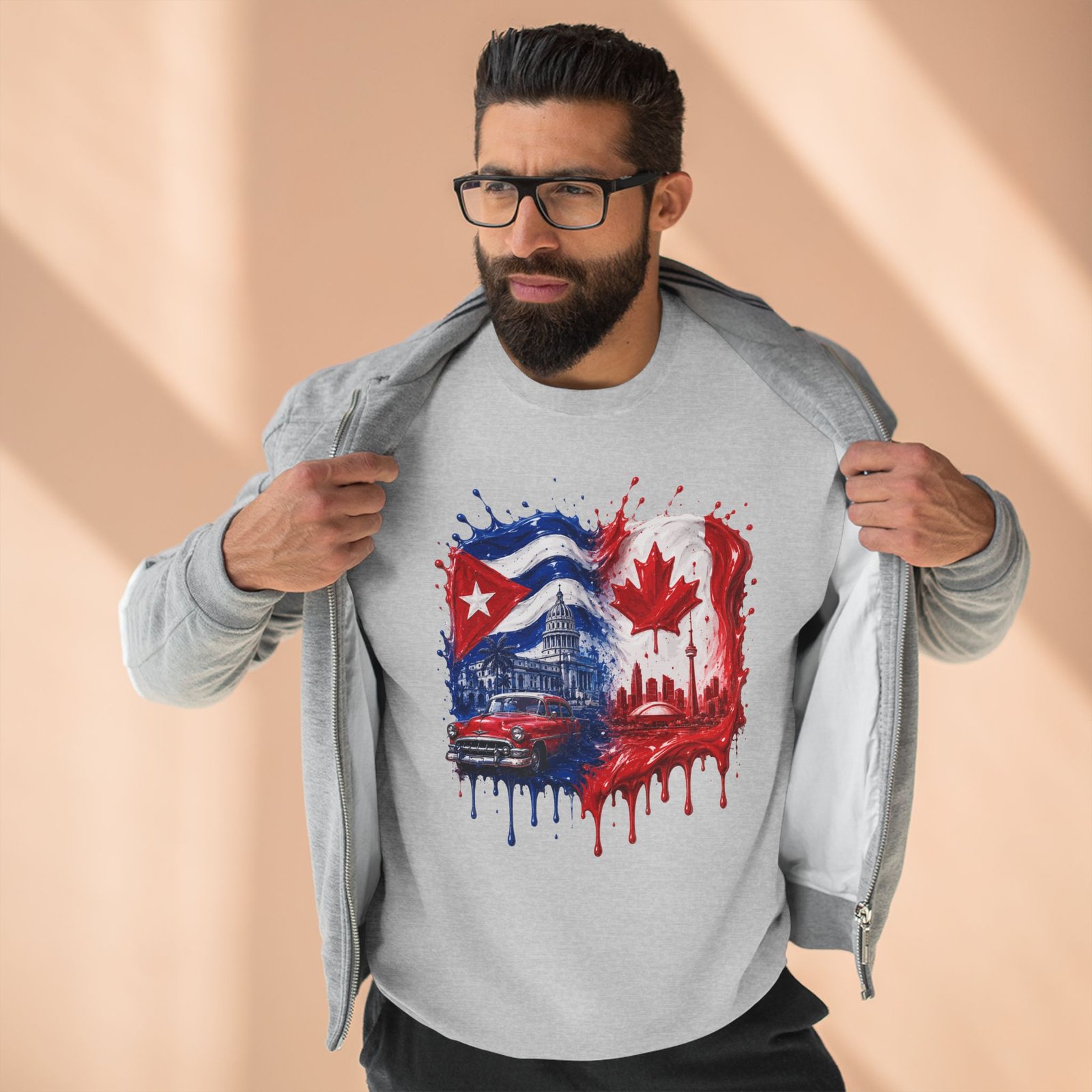 4922065159449092493_2048.jpeg Canadian Flag & Cuba Graphic Crewneck Sweatshirt - Image 1