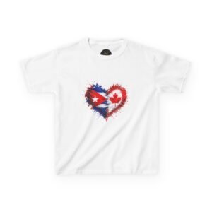Kids Tee — Heart Flag Design: Cuban & Canadian Pride