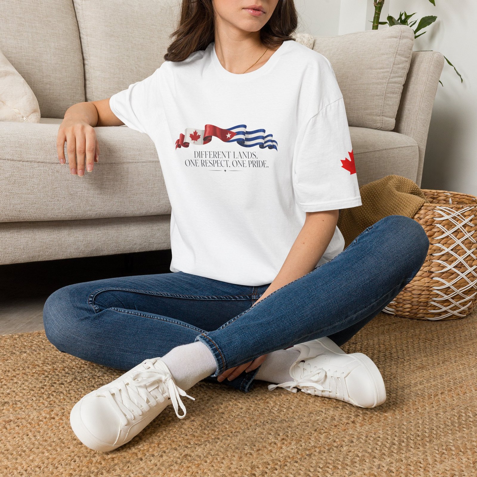 5872321571721310257_2048.jpeg Canada & Cuba Flags T‑Shirt — "Different Lands, One Respect, One Pride" - Image 1
