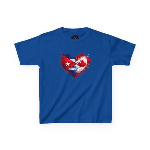 Kids Tee — Heart Flag Design: Cuban & Canadian Pride