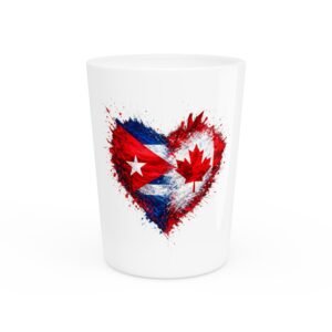 Cuba Canada Heart Flag Shot Glass — Cuban-Canadian Pride Drinking Glass