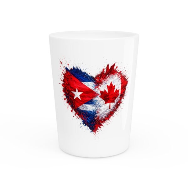 Cuba Canada Heart Flag Shot Glass — Cuban-Canadian Pride Drinking Glass