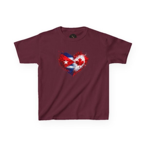 Kids Tee — Heart Flag Design: Cuban & Canadian Pride