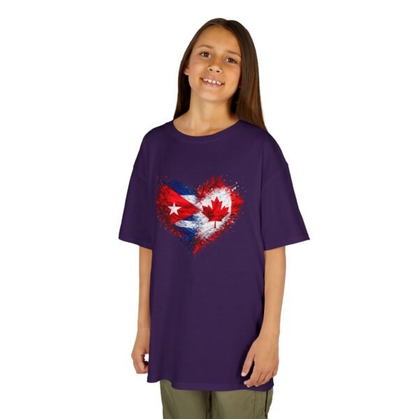 Kids Tee — Heart Flag Design: Cuban & Canadian Pride