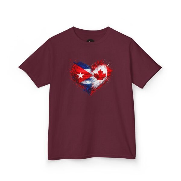 Kids Tee — Heart Flag Design: Cuban & Canadian Pride