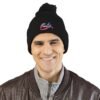 Embroidered Pom-Pom Knit Cap — Retro Cuba Script Beanie