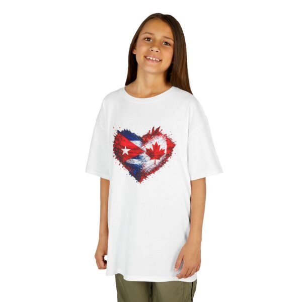 Kids Tee — Heart Flag Design: Cuban & Canadian Pride