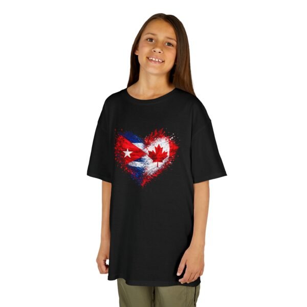Kids Tee — Heart Flag Design: Cuban & Canadian Pride