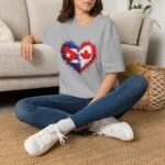 Cuba Canada Heart Flag T-Shirt – Split Cuban & Canadian Flag Love Design