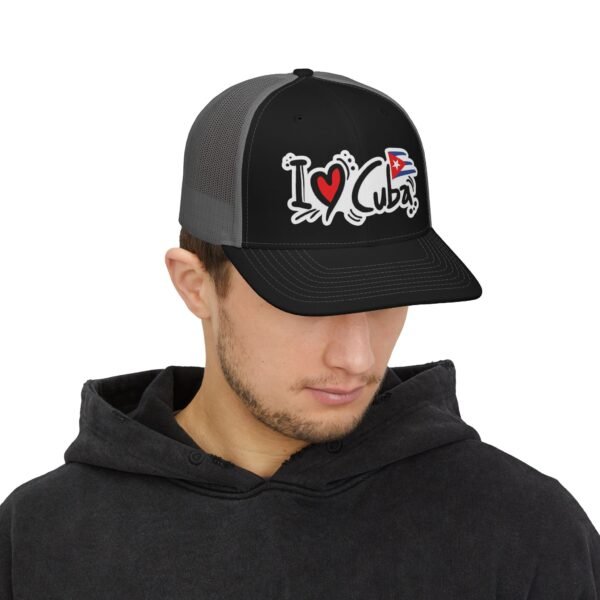 7049891589036428698_2048.jpeg I Love Cuba Snapback Cap | Cuban Flag Heart Graphic Trucker Hat