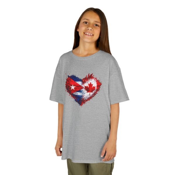 Kids Tee — Heart Flag Design: Cuban & Canadian Pride