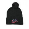 Embroidered Pom-Pom Knit Cap — Retro Cuba Script Beanie