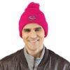 Embroidered Pom-Pom Knit Cap — Retro Cuba Script Beanie