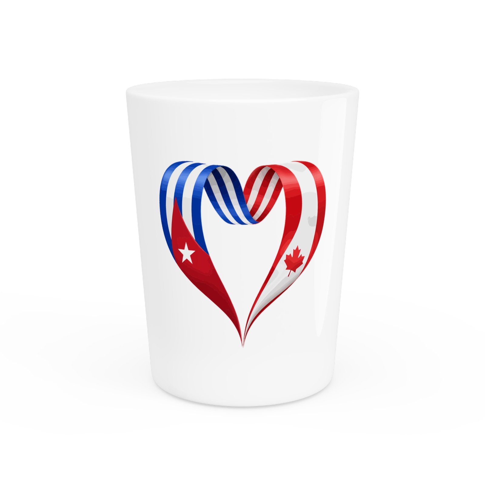 8065451047541585081_2048.jpeg Cuba Canada Heart Shot Glass, Two Nations One Heart Glass, Cuban Canadian Gift, Cuba Canada Love Gift, Canadian Cuban Keepsake - Image 1