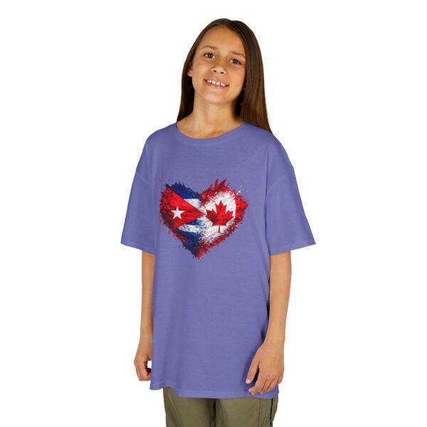 Kids Tee — Heart Flag Design: Cuban & Canadian Pride