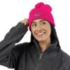 Embroidered Pom-Pom Knit Cap — Retro Cuba Script Beanie