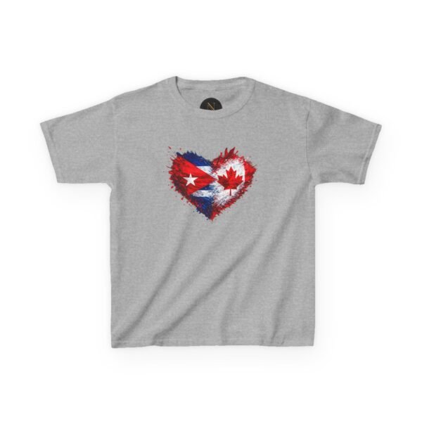 Kids Tee — Heart Flag Design: Cuban & Canadian Pride