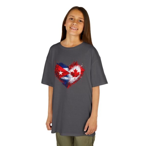 Kids Tee — Heart Flag Design: Cuban & Canadian Pride