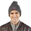 Embroidered Pom-Pom Knit Cap — Retro Cuba Script Beanie