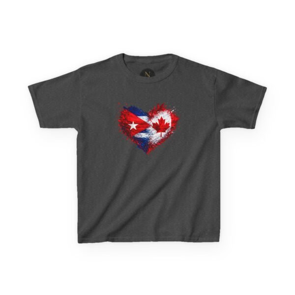 Kids Tee — Heart Flag Design: Cuban & Canadian Pride