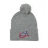 Embroidered Pom-Pom Knit Cap — Retro Cuba Script Beanie